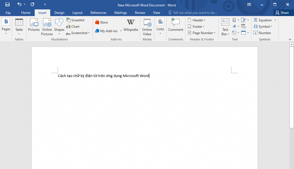 Tạo một file word mới trên ứng dụng Microsoft Word